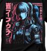 Cyberpunk Anime Girl T-Shirt: Futuristic Robot Design