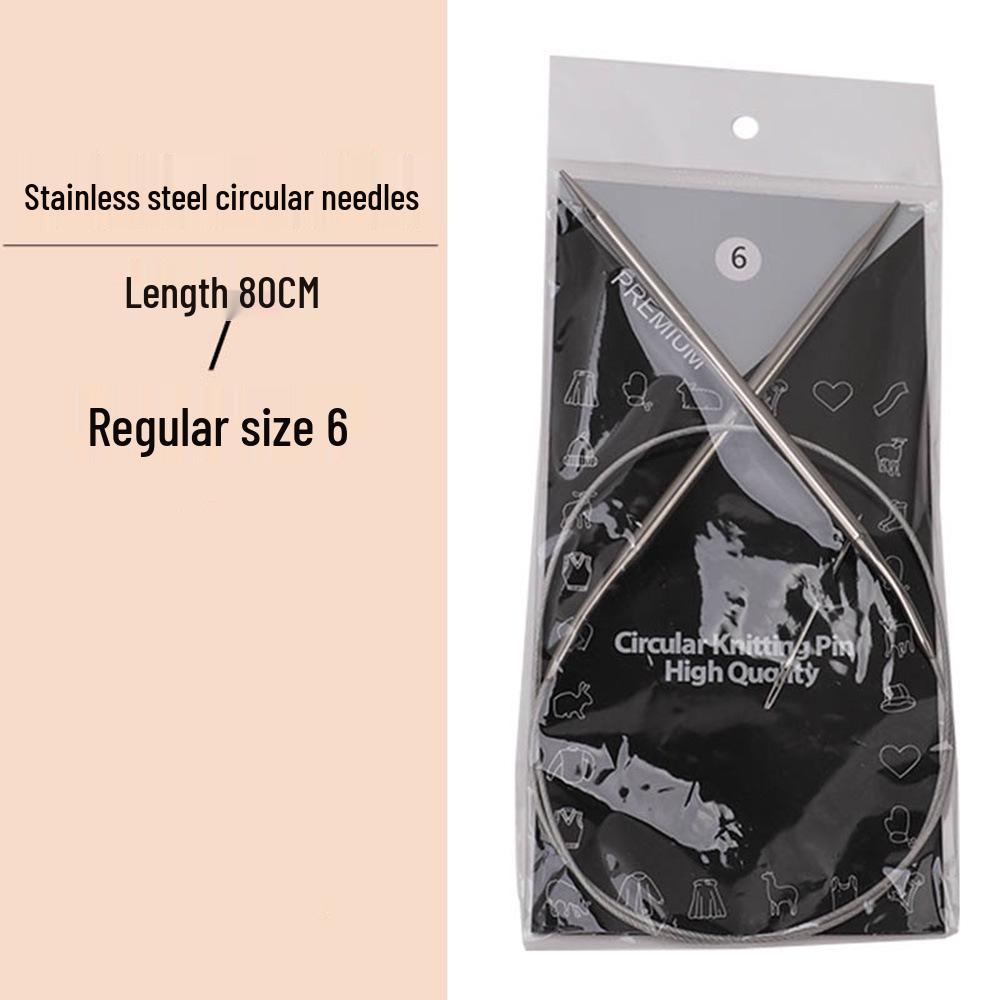 23cm Wool Knitting Circular Needle Set for Sweaters & Sleeves - Stainless Steel & Bamboo.