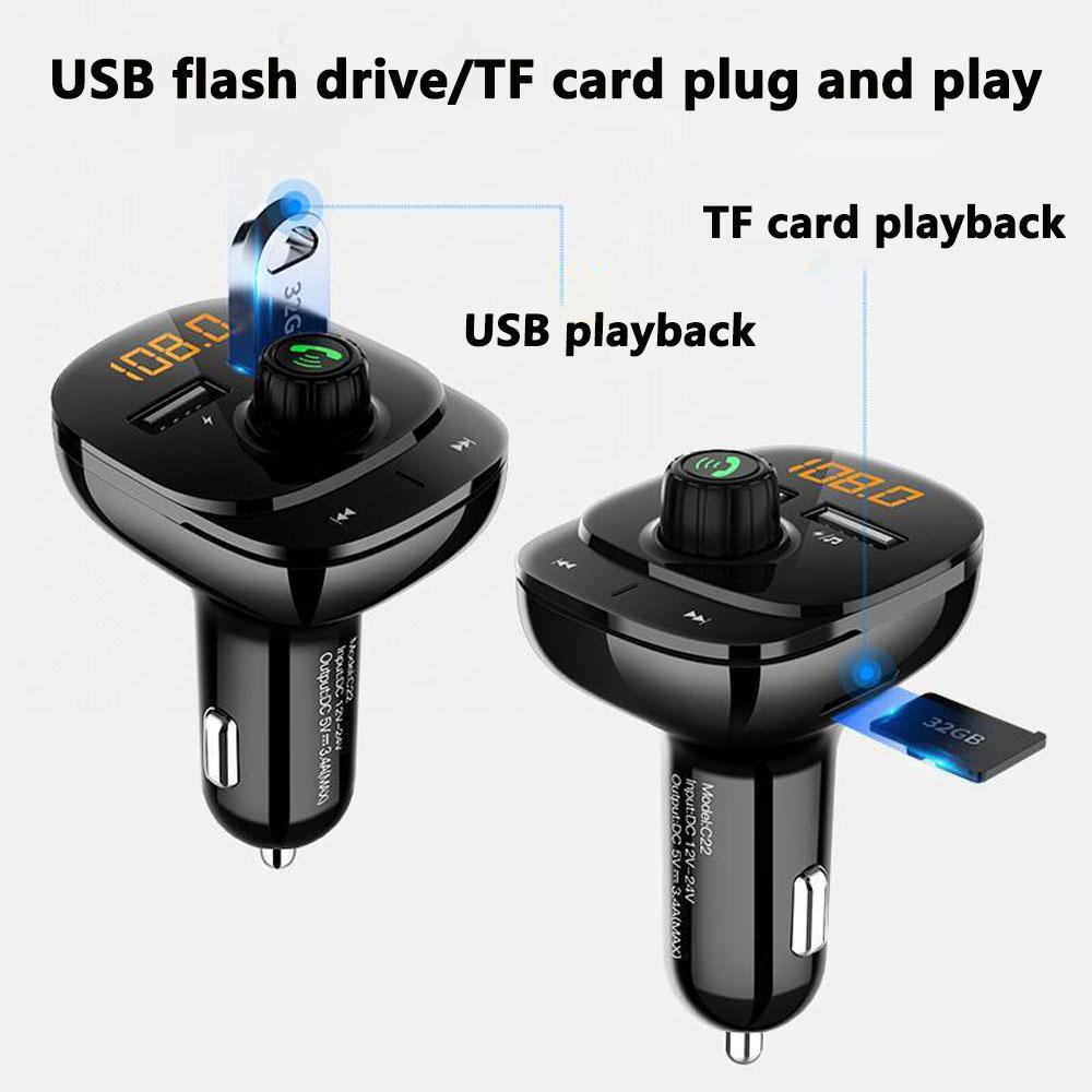 მანქანის Mp3 პლეერი ორმაგი USB სწრაფი დამტენი Fm Bluetooth მიმღები Bluetooth თავსებადი 5.0 Fm გადამცემი USB Flash Drive Plug Car Kit