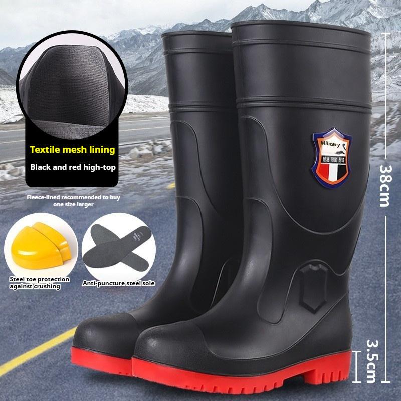 Outdoor Anti-smash Rain Boots Men's Protective Water Shoes Anti-puncture Non-slip Rain Boots High-top Work Water Boots