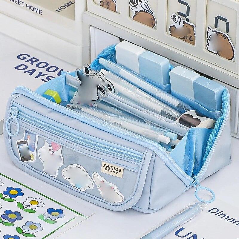 Pencil Case Large Capacity Schoolgirl Stationery Box High Value Stationery Bag Multifunctional Pencil Case