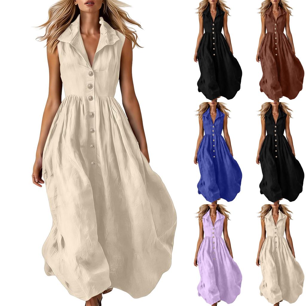 Mouweloze Maxi Jurk met Knopen voor Dames Zomerjurken voor Dames VK Dames Zomerjurken VK Dames Zomerjurken VK