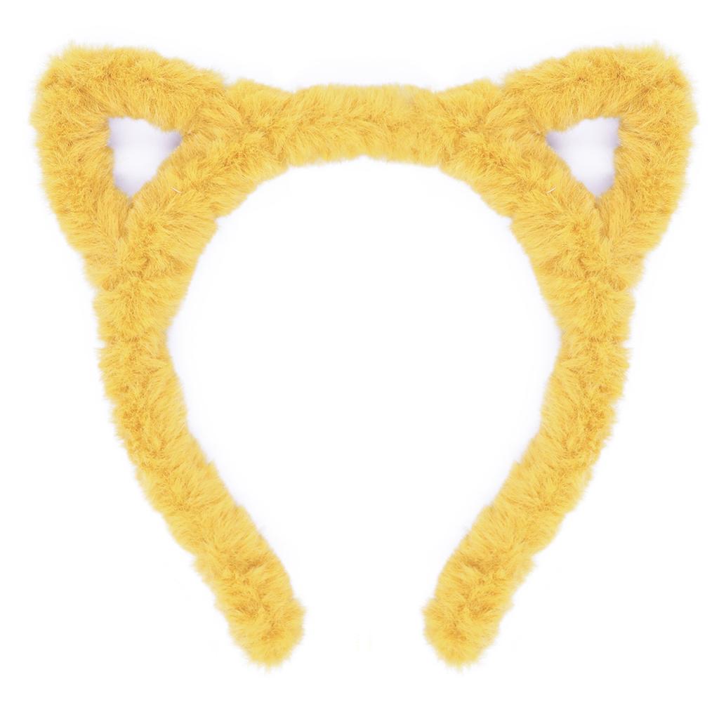 Furry Cat Ears Headband Halloween Cosplay Cat Women Hairband, Black White Pink Kakhi