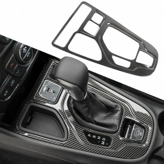 Carbon Fiber Central Gear Shift Panel Frame Cover Trim For Jeep Cherokee +