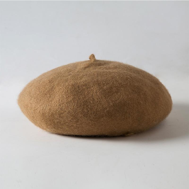 Wool Beret Hat Women's Autumn and Winter Big Head Circumference British Retro Octagonal Painter Hat