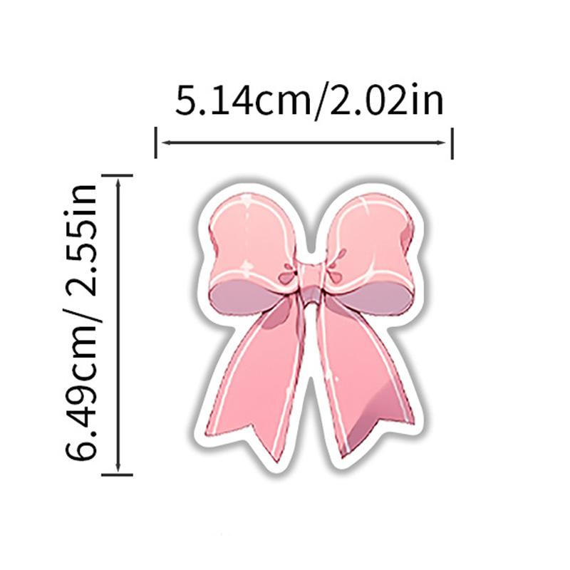 50PCS Pink Bow Stickers Cute Vintage Aesthetic Bowknot Sticker Vinyl Waterproof Girls Pink Decals for Water Bottle Laptop