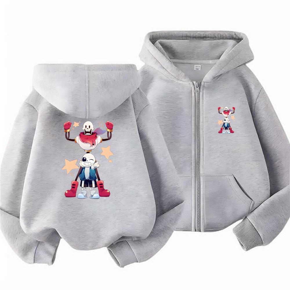 Autumn Trendy Outerwear Outdoors Children Game Print Zip Black Pink Girl Hoodie Boy Tops Casual Sweatshirt Kids