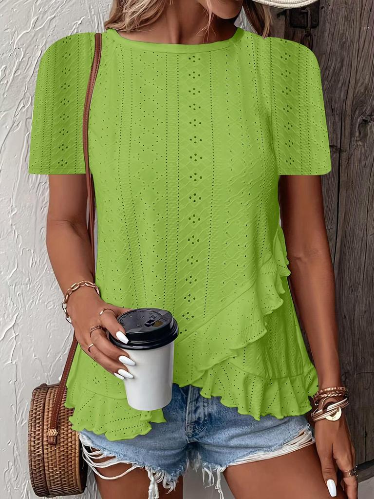 2025 Spring/Summer Women's Solid Color Casual Crew Neck T-Shirt