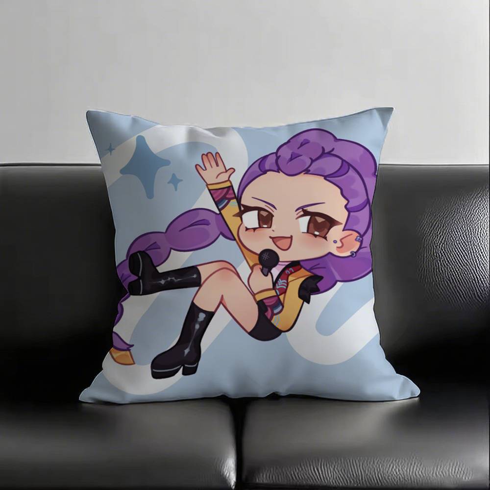 

1pc Anime D-Demon-H-HuntersS Pillow Case Square Bedroom Sofa Leisure Comfort Cushion Car Living Room Home Decoration 16x16Inch