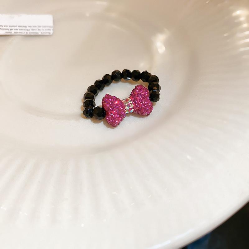 French Temperament Butterfly Pearl Bow Open Ring Simple Trend Index Finger Ring Jewelry Women