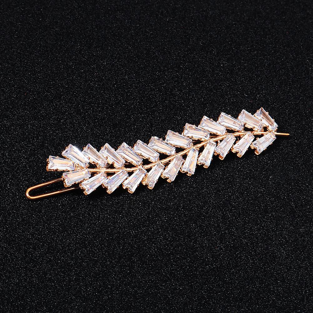 Fashion Barrette Cubic Zirconia Leaf Hair Clips for Women Accessories Bridal Wedding Hair Jewelry Party Bride Headpiece