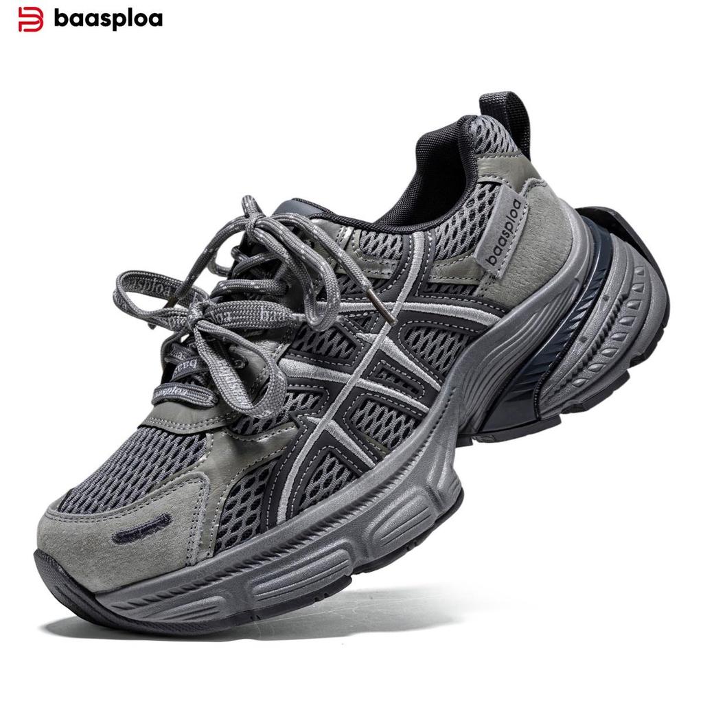 BAASPLOA Damen-Sportschuhe mit dicker Sohle, Laufschuhe aus Mesh, Freizeitschuhe, Wanderschuhe, Studentenschuhe, flache Schuhe, Tennisschuhe, atmungsaktiv