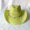 Cappelli Gialli Estivi da Uomo Stile Western Intrecciati a Mano in Paglia Cappello Jazz da Sole da Spiaggia Cappellino da Cowgirl Donna Rosa Shocking Monocolore Sombrero Uomo