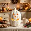 Spookachtig Seizoen Feestartikelen Halloween Pompoen Kaarsenhouder, Hars Lantaarn Theelichthouder met Feestelijke Tafeldecoraties Gesneden Gezicht voor Herfst