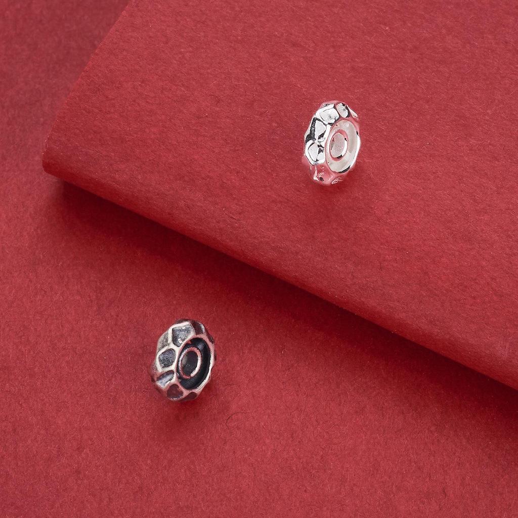 S925 Sterling Silver Hammered Wheel Beads with Twisted Pattern – Spacer Beads for DIY Jewelry and Braiding Rope Accessories.