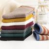 Japanese Retro Women's Cotton Knee-High Socks with Two-Stripe Design, Color Block Style.