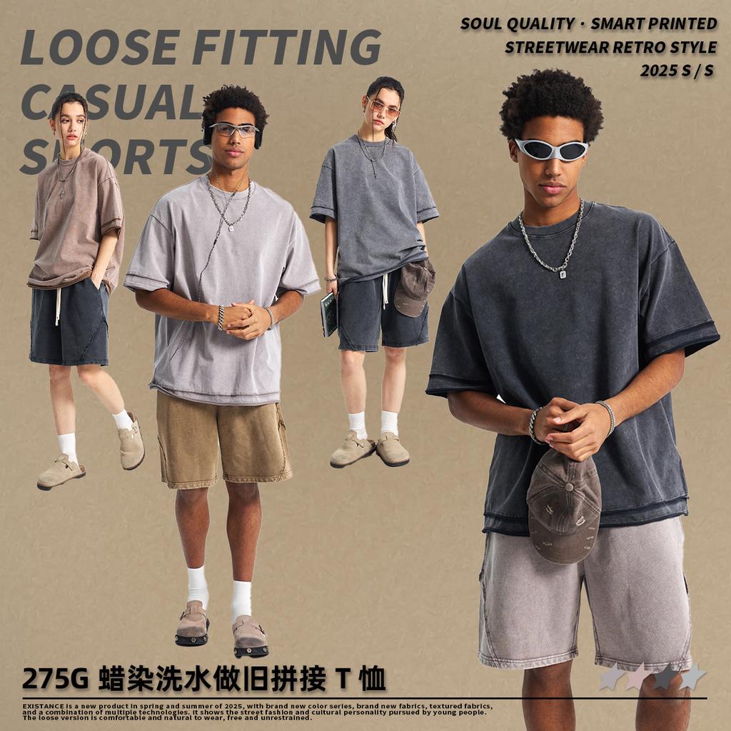 275 GSM 100% Cotton Washed T-Shirt Customized Pattern Print Men's Tees Personalised T-Shirt