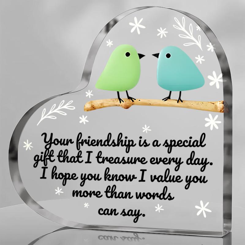 Friendship Gift | 'Your Friendship Is A Special Gift' Acrylic Decorative Sign & Plaque, Cute Bird Design, Snowflake Design, Multipurpose Tabletop Dis