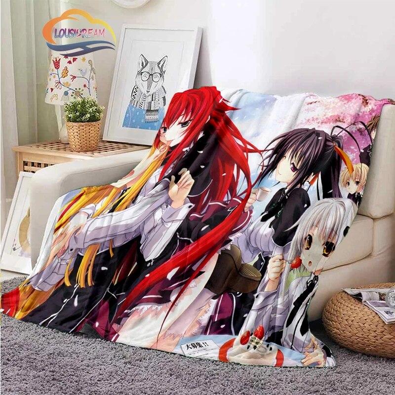 3D tištěná střední škola DxD plyšová deka Módní Flanel Fleece Sexy animace Dárek pro holčičku Sofa Nap Travel