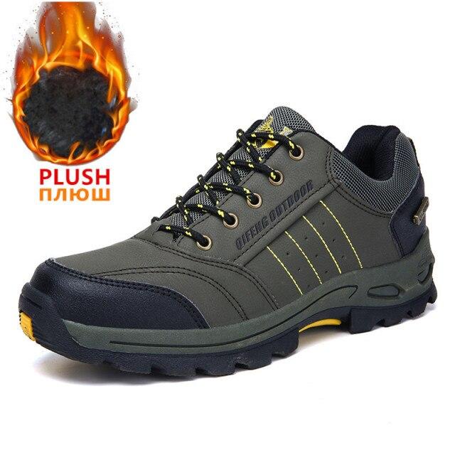 Men 'S Climbing Hiking Shoes Couples Winter Casual Sneakers With Fur Mens Outdoor Rubber Trekking Shoes Non -Slip Trainers Leather