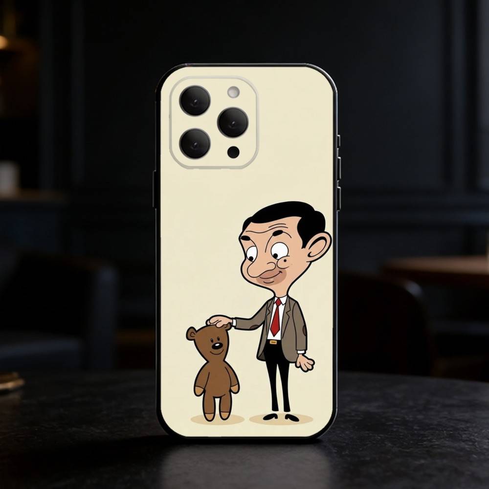 C-Classic M-Mr B-Bean Phone Case For iPhone 17,16,15,14,13,12,11 Plus,Pro Max,SE4Soft Silicone Black Cover