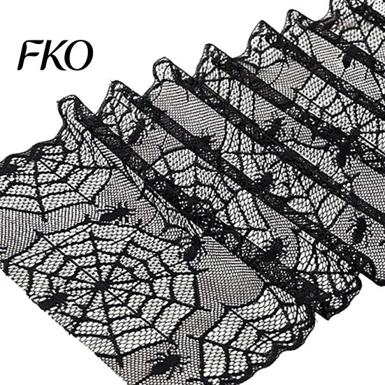 Indoor Halloween Decorations Cobweb Lace Table Runner, Black Spider Web Gothic Vintage Overlay Runner for Dining Table, Holiday Home Decor