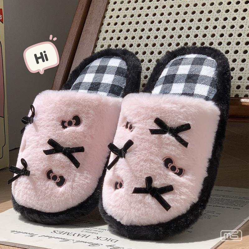 Cartoon Cute Cotton Slippers 2025 Autumn and Winter Internet Celebrity Indoor Home Non-slip Warm Plush Slippers