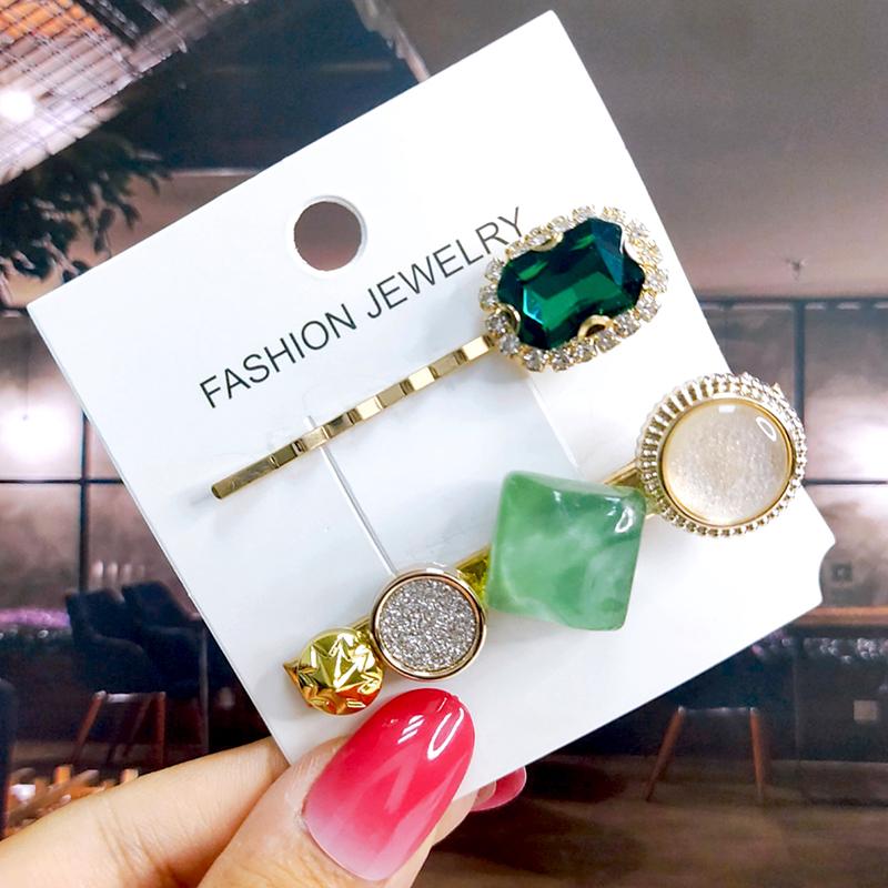Neues Set Damen Haarspangen Schmuck Mode Kristall Haaraccessoires für Mädchen Luxus Perle Geometrische Haarspangen Nadeln Weihnachtsgeschenk
