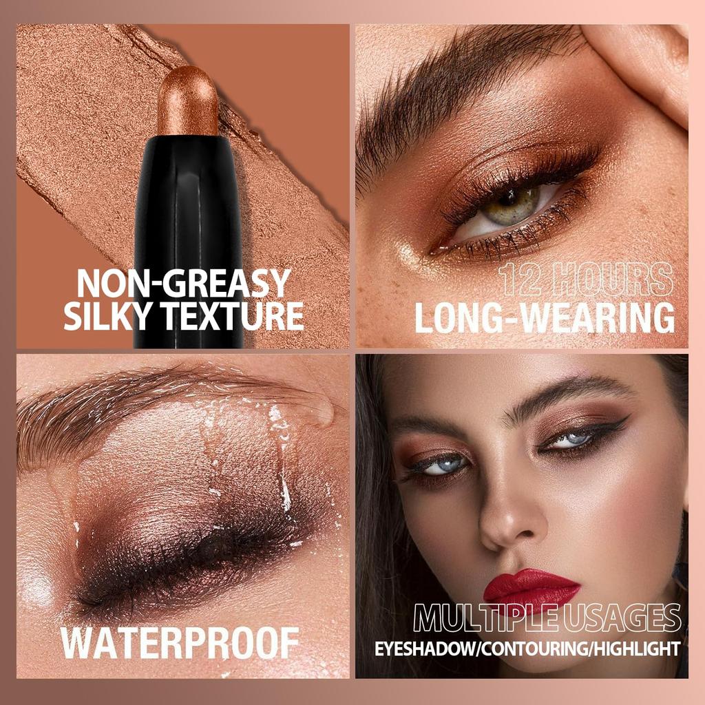 Eyeshadow Stick, Matte Shimmer Eyeshadow Pencil, Crayon, Smooth Waterproof Pigment, Creamy Eyeshadow Pencil, Shiny Eyeshadow, Eye Brightener,