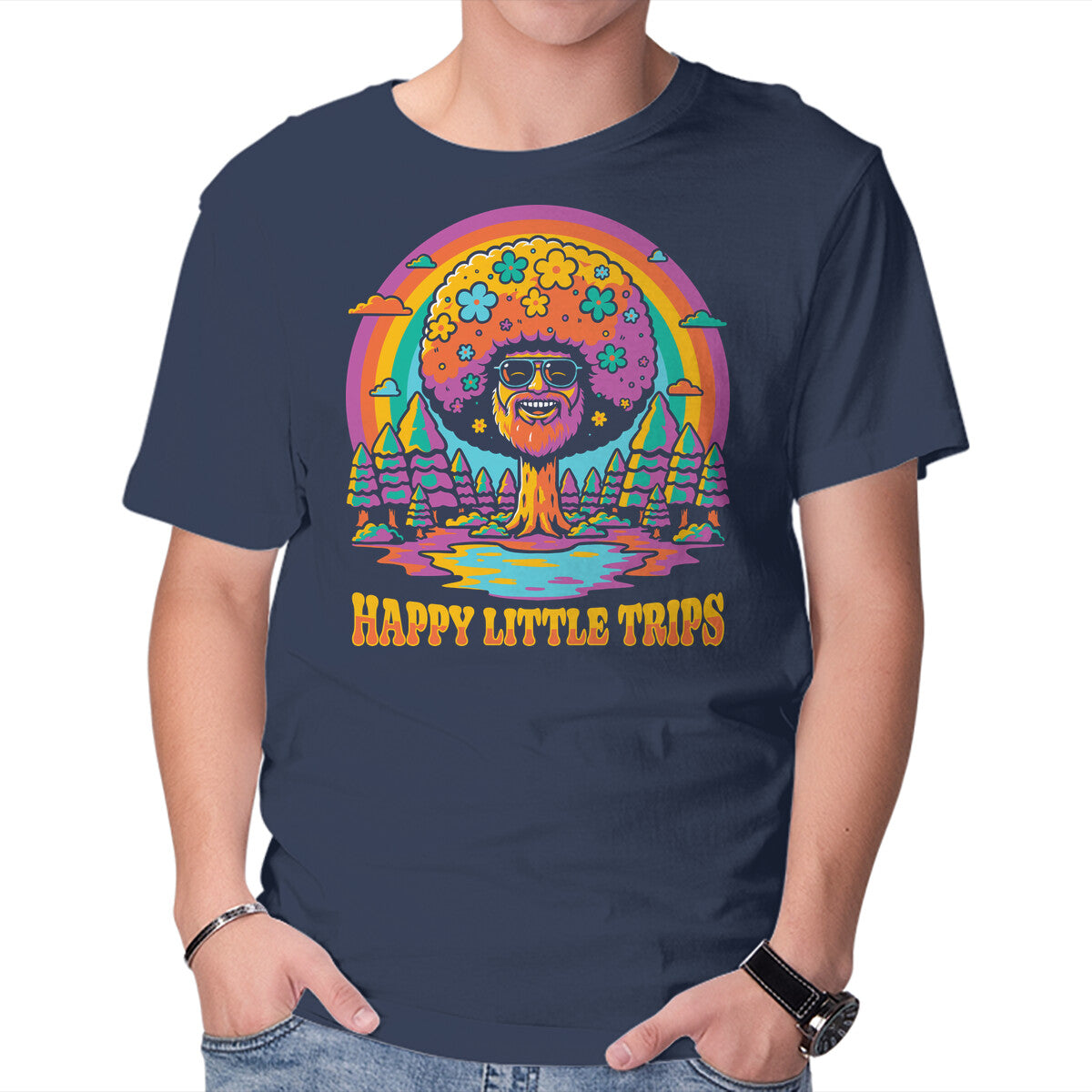 Unisex Crew Neck T-Shirt Tree Painter Trip Vibe Graphic Short Sleeve Casual Tee XXXXL