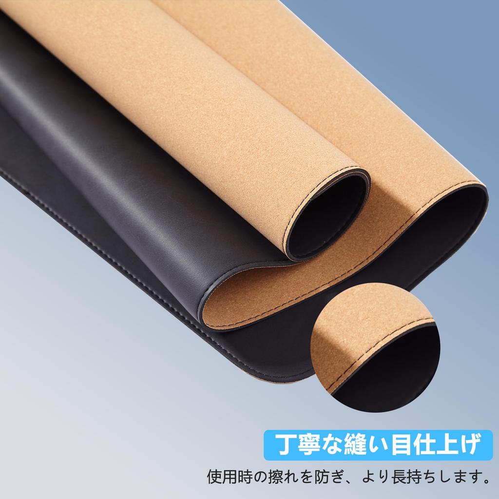 Large Cork & PVC Double-Sided Desk MatMouse Pad, 80x40cm, Mouse Compatible, Keyboard Mat, Stylish Non-Slip Desk Pad, Comfortable Desk Protector,