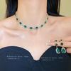 Diamond-encrusted Water Drop Necklace Earrings Set Popular Light Luxury Collarbone Chain Light Luxury High-end Temperament Jewelry