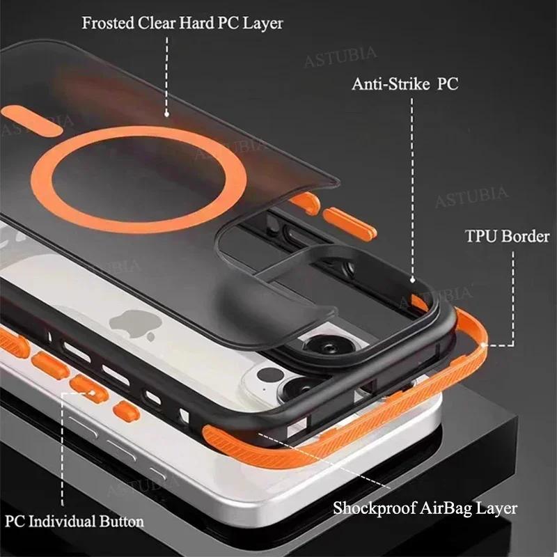 Luxury Bicolor Matte Magnetic Translucent Case For iPhone 16 15 14 13 12 11 Pro Max 16 Plus Magsafe Wireless Charge Bumper Cover