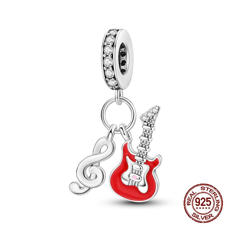 100% 925 Sterling Silver Guitar Musician Painter Doctor Career Charm Bead Fit 925 Original Bracelet DIY Souvenir Jewelry