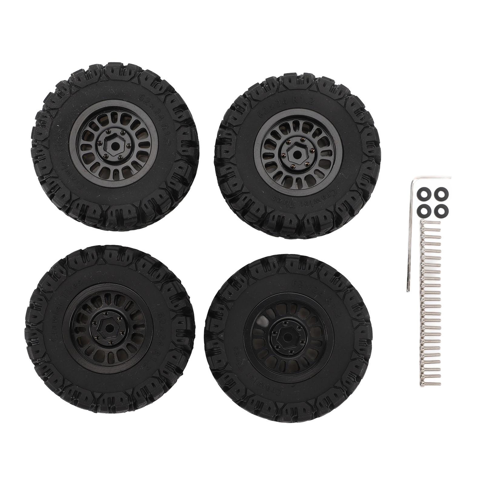 

4 шт. RC Wheel, латунний обід, гумові колеса, набір автомобільних коліс і шин для моделей 1/18 1/24