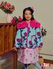 In Stock! BE23 Girls' Lamb Wool Reversible Set - Cozy Rose Flower Jacket for Autumn and Winter