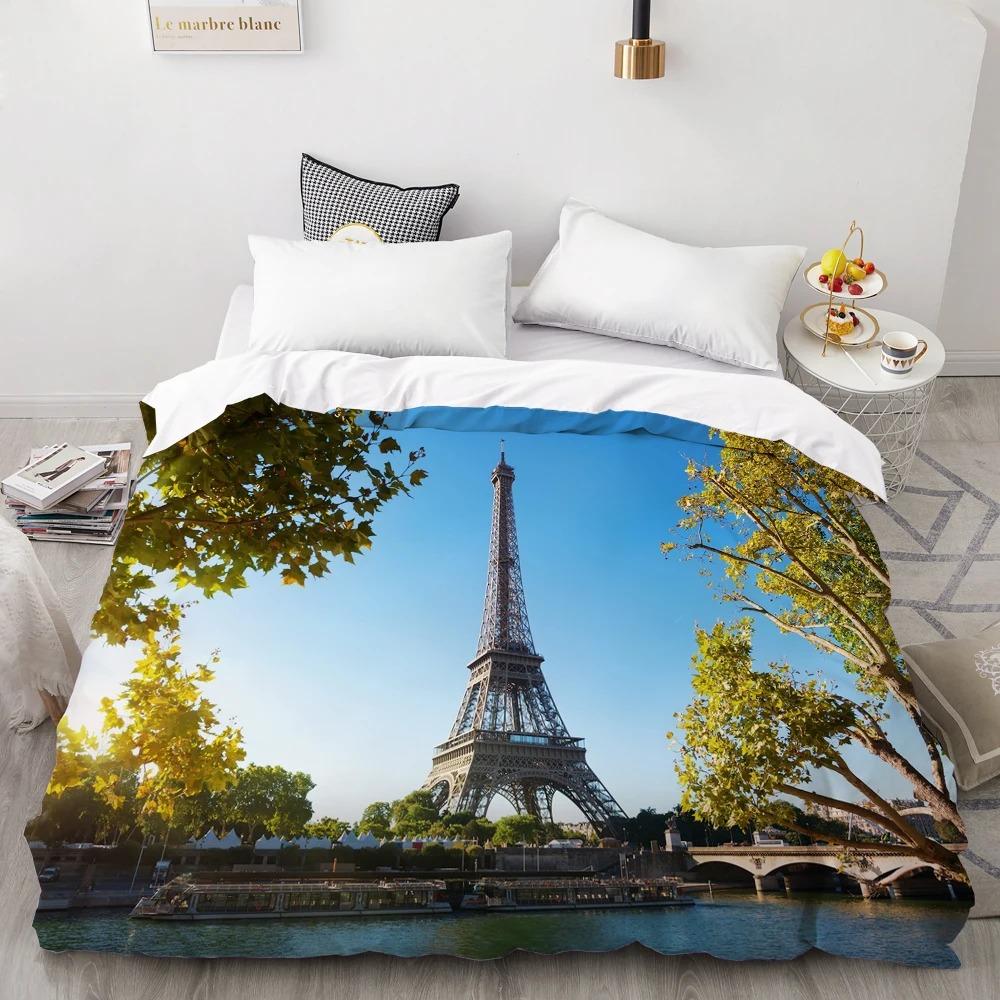 3D Statue of Liberty Bedding Set World Famous Building Duvet Cover King Queen Size London Bridge Polyester Quilt Cover