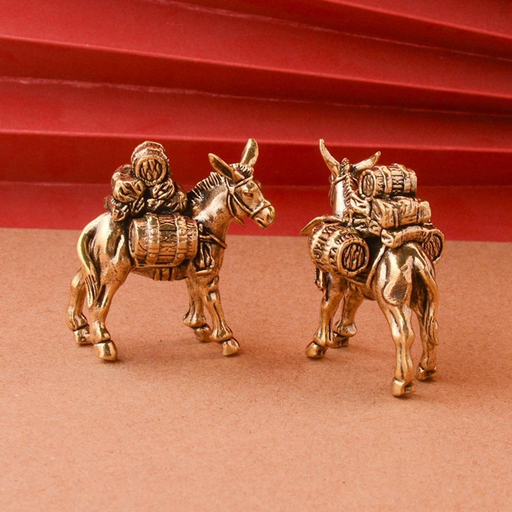 Solid Brass Donkey Small Ornament Animal Equus Asinus Home Desktop Miniature Figurines Decoration Accessories Antique Copper