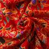 Bohemian Ethnic Cotton & Linen Scarf - Red Travel Shawl with Silk Accent