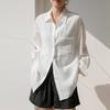 Women's 2025 Summer Tencel Sunscreen Shirt - Loose, Breathable, Solid Color with Slim Long Sleeves and Lapel Design