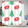 Merry Christmas Tree Shower Curtain White Printed Bathing Room Decor for Holiday Season Decoration Waterproof Privacy Protection
