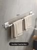 Wall-Mounted No-Punch Towel Rack with Shelf and Single Bar for Bathroom Storage