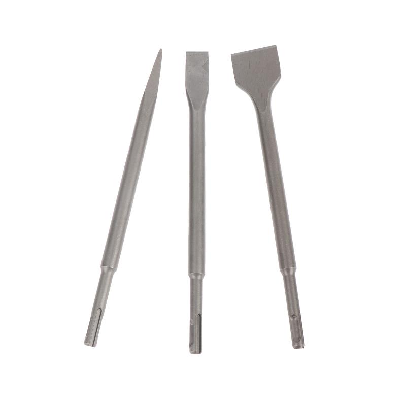 3Pcs Sds-Plus Shank Chisel Set For Rotary Hammer Drills Masonry Concrete Drill Bit Kit Include Point Flat Scaling Chisels