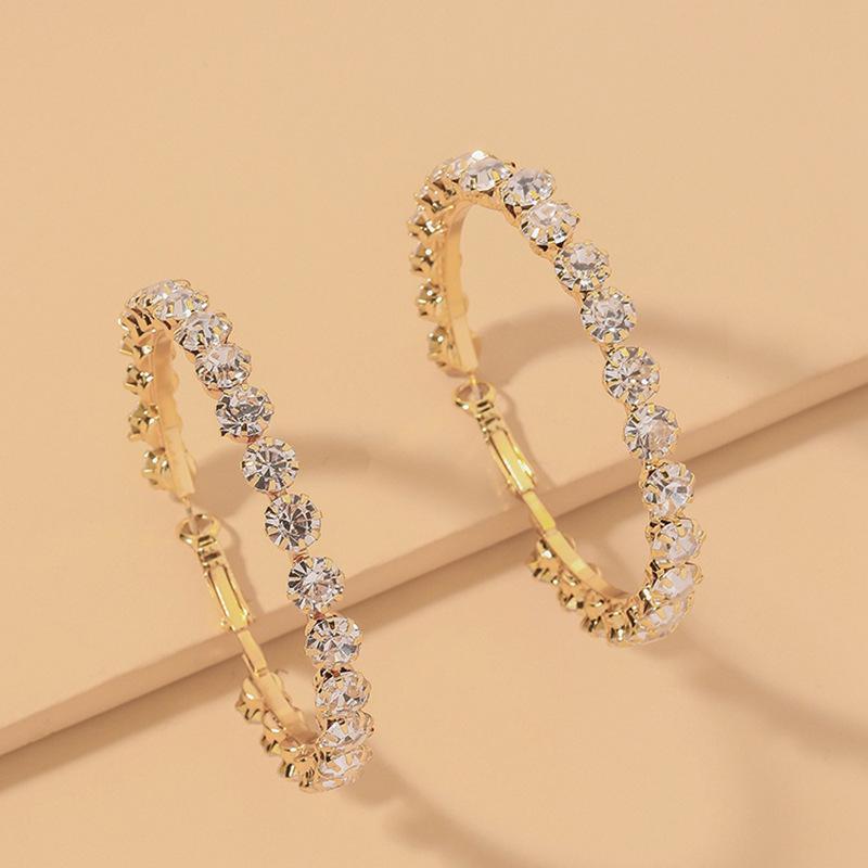 Stylish Rhinestone Hoop Earrings: Large Geometric Design for Women