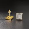Rock Hip Hop Iced Out Stud Earring for Men Male Ice Studded Zircon Gold Color Piercing Ear Accessories Hiphop Trend