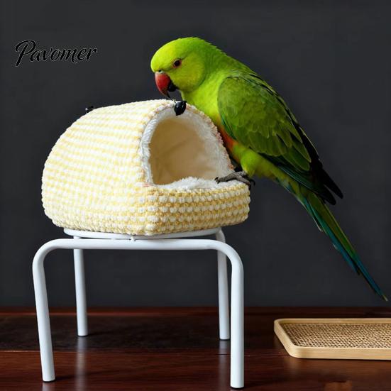 Plush Hanging Bird Nest Parrot Bed, Winter Sleeping Hut, Cozy Fleece Hideout Cage Cave Accessory for Cockatiels Budgies Lovebirds Small Birds