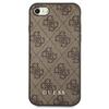 Étui pour iPhone SE 2022 Guess Rigide 4G Logo Métallique Doré Marron