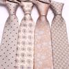 Polyester Cashew Flower Classic Men'S 8Cm Tie, Men'S Khaki Business Casual Wedding Dinner Tie
