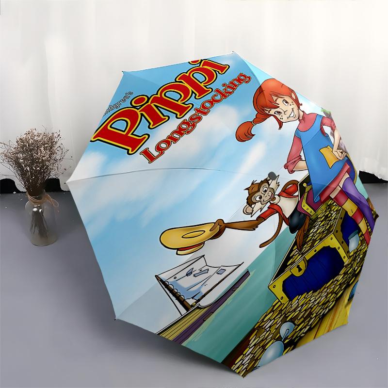 Pippi Longstocking, Treasure Automatic Opening and Closing Umbrella, Compact Travel Umbrella, Lightweight and Portable, Suitable for Beach C