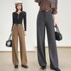 2025 High-End Women’s Wide-Leg Pants: Autumn/Winter Draping, Warm & Slimming, Floor-Length Suit Trousers